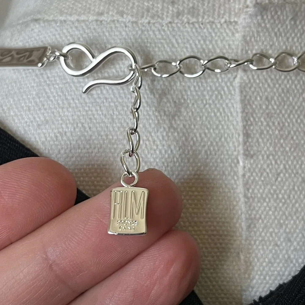 RLM Studio Hammered‎ Silver Tone Modernist Drop Necklace Statement Sculptural